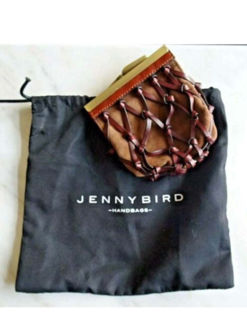 New Jenny Bird Net Basketweave Leather Coin Purse